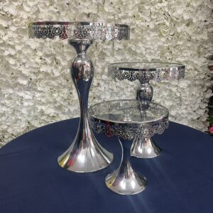 Silver Round Cake Stand Set